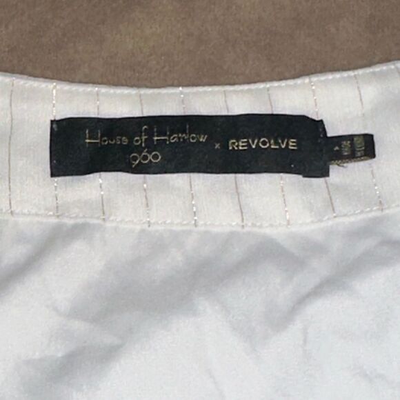 House of Harlow Mini Chiffon Wrap Skirt w/ Gold Pin Stripes Size Small - Picture 6 of 6